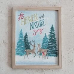 Hello Honey® 12.5" X 15.75" Wood Framed Wall Décor With Deer & Winter Scene 8 Hello Honey® 12.5" X 15.75" Wood Framed Wall Décor With Deer & Winter Scene -Northlight Shop D821187S 2