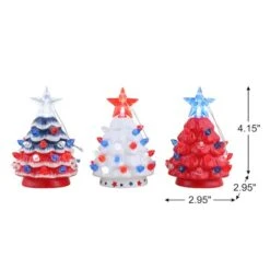 Mr. Christmas Mini Nostalgic Ceramic Patriotic Trees Set 9 Mr. Christmas Mini Nostalgic Ceramic Patriotic Trees Set -Northlight Shop D821396S 3