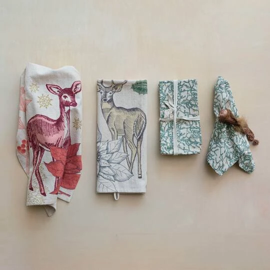 Hello Honey® 18" Natural & Green Botanicals & Gold Foil Napkins, 4ct. 5 Hello Honey® 18" Natural & Green Botanicals & Gold Foil Napkins, 4ct. - Image 3