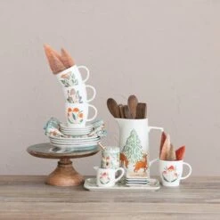 Hello Honey® 11.25" Woodland Flora & Fauna Stoneware Platter -Northlight Shop D821725S 4