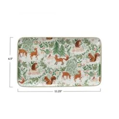 Hello Honey® 11.25" Woodland Flora & Fauna Stoneware Platter -Northlight Shop D821725S 5