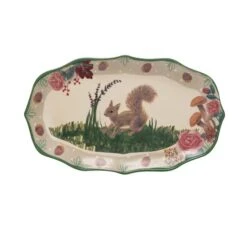 Hello Honey® 12" Multicolor Woodland Flora & Fauna Ceramic Platter 7 Hello Honey® 12" Multicolor Woodland Flora & Fauna Ceramic Platter -Northlight Shop D821745S 1 1