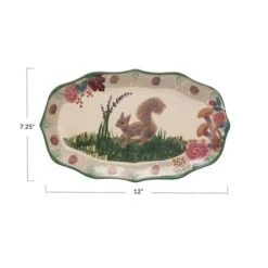 Hello Honey® 12" Multicolor Woodland Flora & Fauna Ceramic Platter 9 Hello Honey® 12" Multicolor Woodland Flora & Fauna Ceramic Platter -Northlight Shop D821745S 3