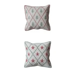 Hello Honey® 18" Embroidered Tree & Star Woven Cotton Throw Pillow Set