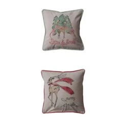 Hello Honey® 20" Reindeer Cotton Chambray Printed Pillow Set 7 Hello Honey® 20" Reindeer Cotton Chambray Printed Pillow Set -Northlight Shop D821807S 1 1