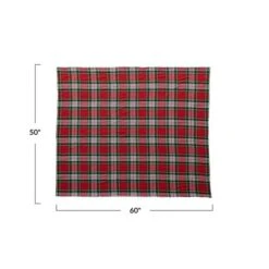 Hello Honey® 60" Red Plaid Brushed Cotton Flannel Throw With Sherpa Back -Northlight Shop D821817S 4