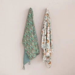 Hello Honey® 60" Flora & Fauna Hand-Woven Cotton Quilt With Stitch Edge & Tassels 9 Hello Honey® 60" Flora & Fauna Hand-Woven Cotton Quilt With Stitch Edge & Tassels -Northlight Shop D821843S 2