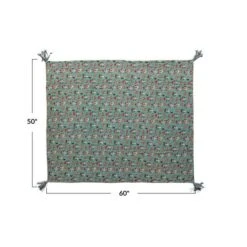 Hello Honey® 60" Flora & Fauna Hand-Woven Cotton Quilt With Stitch Edge & Tassels 11 Hello Honey® 60" Flora & Fauna Hand-Woven Cotton Quilt With Stitch Edge & Tassels -Northlight Shop D821843S 4