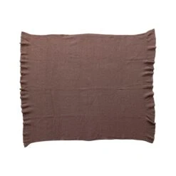 Hello Honey® 60" Brown Brushed New Zealand Wool Throw With Ruffled Edge
