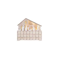 Hello Honey® 13.5" Wood Laser-Cut Nativity Advent Calendar With LED Light & Drawers -Northlight Shop D821885S 4