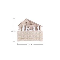 Hello Honey® 13.5" Wood Laser-Cut Nativity Advent Calendar With LED Light & Drawers -Northlight Shop D821885S 5