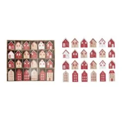 Hello Honey® Red, White & Natural Wood House Advent Calendar Set