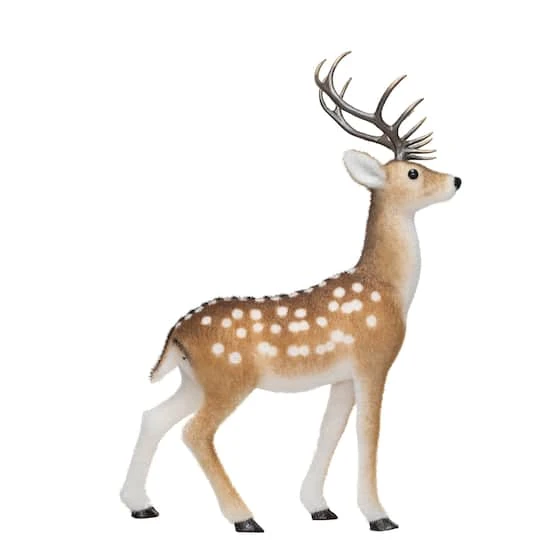 Hello Honey® 22" Brown & White Flocked Foam Standing Deer With Antlers 4 Hello Honey® 22" Brown & White Flocked Foam Standing Deer With Antlers - Image 2