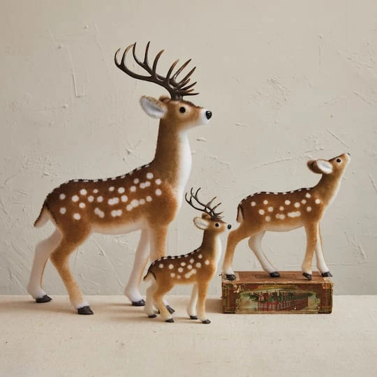 Hello Honey® 22" Brown & White Flocked Foam Standing Deer With Antlers 5 Hello Honey® 22" Brown & White Flocked Foam Standing Deer With Antlers - Image 3