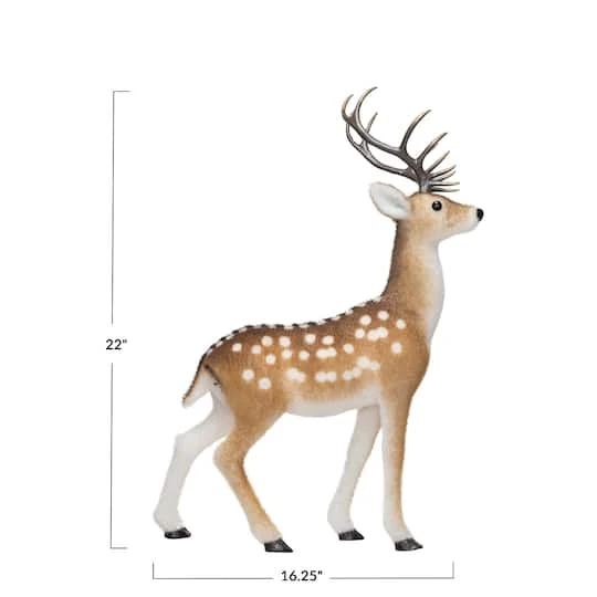 Hello Honey® 22" Brown & White Flocked Foam Standing Deer With Antlers 6 Hello Honey® 22" Brown & White Flocked Foam Standing Deer With Antlers - Image 4