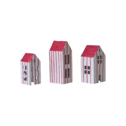 Hello Honey® White & Red Hand-Painted Paper Mache House Set 10 Hello Honey® White & Red Hand-Painted Paper Mache House Set -Northlight Shop D822016S 3