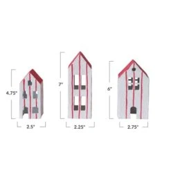 Hello Honey® White & Red Hand-Painted Paper Mache House Set 11 Hello Honey® White & Red Hand-Painted Paper Mache House Set -Northlight Shop D822016S 4