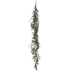 Hello Honey® 6ft. Green Faux Pine & Mistletoe Garland With Red Berries