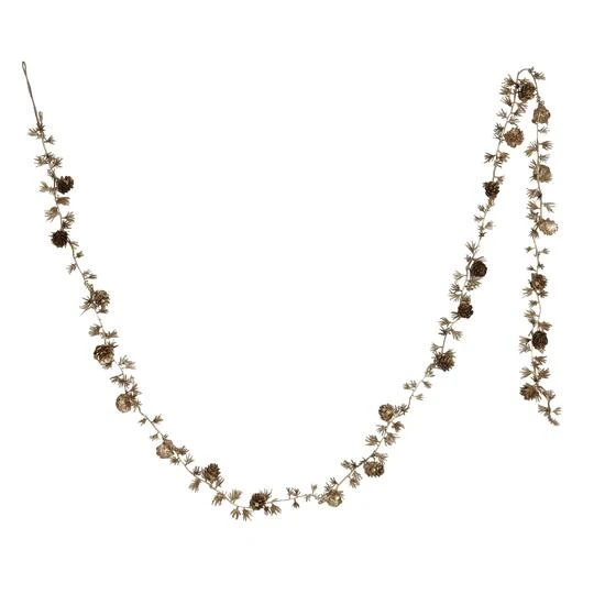 Hello Honey® 6ft. Gold Color Faux Evergreen Garland With Pinecones 4 Hello Honey® 6ft. Gold Color Faux Evergreen Garland With Pinecones - Image 2