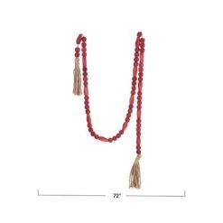 Hello Honey® 6ft. Burgundy Paulownia Wood Beads & Jute Tassels Garland -Northlight Shop D822090S 4