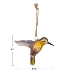 Hello Honey® 4.75" Purple & Yellow Hand-Painted Glass & Resin Hummingbird Ornament With Glitter -Northlight Shop D822161S 3