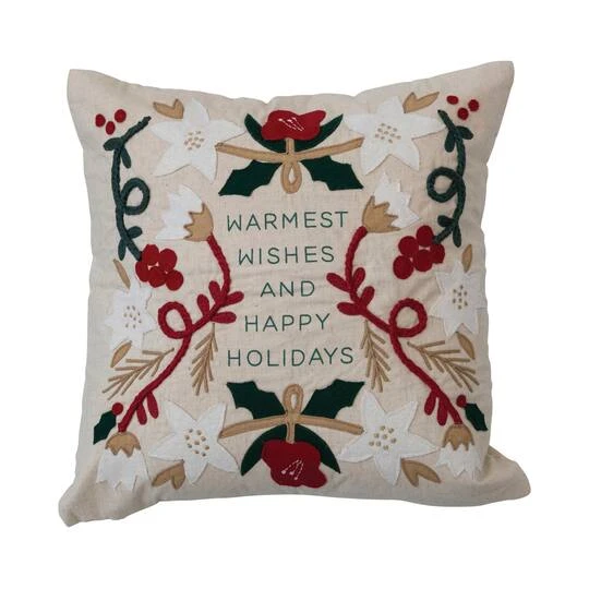 Hello Honey® Warmest Wishes Square Cotton & Linen Pillow With Embroidery 4 Hello Honey® Warmest Wishes Square Cotton & Linen Pillow With Embroidery - Image 2