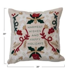Hello Honey® Warmest Wishes Square Cotton & Linen Pillow With Embroidery 9 Hello Honey® Warmest Wishes Square Cotton & Linen Pillow With Embroidery -Northlight Shop D823192S 3