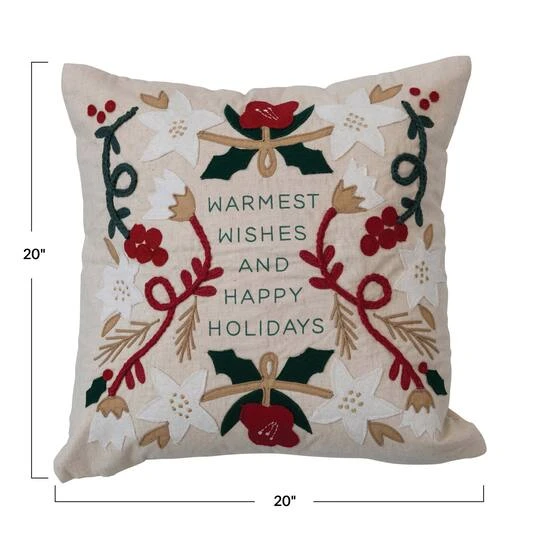 Hello Honey® Warmest Wishes Square Cotton & Linen Pillow With Embroidery 6 Hello Honey® Warmest Wishes Square Cotton & Linen Pillow With Embroidery - Image 4