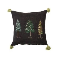 Hello Honey® 20" Evergreens Printed Two-Sided Viscose & Linen Pillow With Tassels -Northlight Shop D823227S 1 1