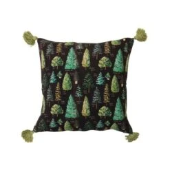 Hello Honey® 20" Evergreens Printed Two-Sided Viscose & Linen Pillow With Tassels -Northlight Shop D823227S 3