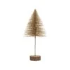 Hello Honey® 11.75" Champagne Plastic Bottle Brush Tree With Glitter & Wood Slice Base -Northlight Shop D823399S 1