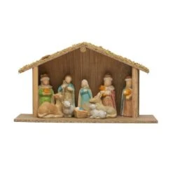Hello Honey® Multicolor Wood Crèche With Nativity Scene 6 Hello Honey® Multicolor Wood Crèche With Nativity Scene -Northlight Shop D823422S 1 1
