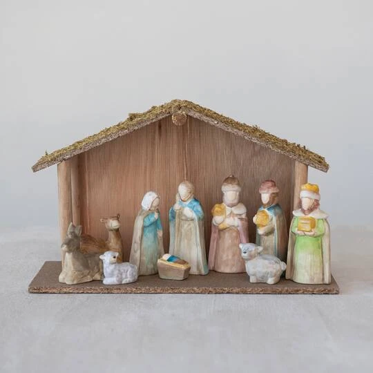 Hello Honey® Multicolor Wood Crèche With Nativity Scene 4 Hello Honey® Multicolor Wood Crèche With Nativity Scene - Image 3