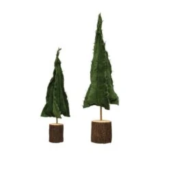 Hello Honey® Green Raw-Edged Corduroy Tree With Wood Slice Base 10 Hello Honey® Green Raw-Edged Corduroy Tree With Wood Slice Base -Northlight Shop D823478S 3