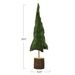 Hello Honey® Green Raw-Edged Corduroy Tree With Wood Slice Base 11 Hello Honey® Green Raw-Edged Corduroy Tree With Wood Slice Base -Northlight Shop D823478S 4