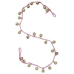Hello Honey® 6ft. Gold Finish Metal Bells On Braided Red & White Cord Garland -Northlight Shop D823490S 5 1