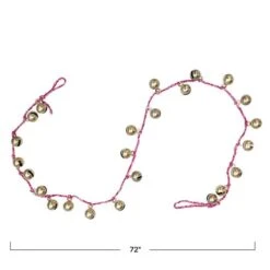 Hello Honey® 6ft. Gold Finish Metal Bells On Braided Red & White Cord Garland -Northlight Shop D823490S 7