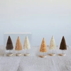 Hello Honey® 5.5" Brown, Tan & Cream Sisal Bottle Brush Tree Set With Wood Bases 9 Hello Honey® 5.5" Brown, Tan & Cream Sisal Bottle Brush Tree Set With Wood Bases -Northlight Shop D823492S 2