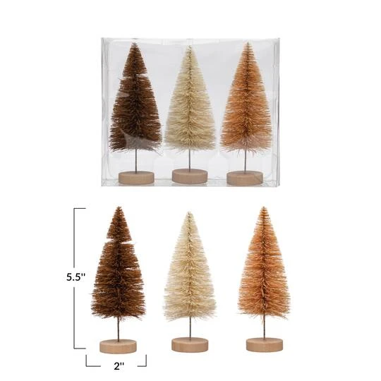 Hello Honey® 5.5" Brown, Tan & Cream Sisal Bottle Brush Tree Set With Wood Bases 7 Hello Honey® 5.5" Brown, Tan & Cream Sisal Bottle Brush Tree Set With Wood Bases - Image 5