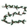 Hello Honey® 6ft. Green & Red Handmade Wool Felt Gold Embroidered Holly Leaves & Berries Wired Garland 2 Hello Honey® 6ft. Green & Red Handmade Wool Felt Gold Embroidered Holly Leaves & Berries Wired Garland -Northlight Shop D823523S 6