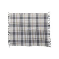 Hello Honey® Gray, Gold & White Plaid Brushed Cotton Flannel Throw With Fringe 8 Hello Honey® Gray, Gold & White Plaid Brushed Cotton Flannel Throw With Fringe -Northlight Shop D824873S 1 1