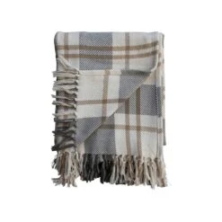 Hello Honey® Gray, Gold & White Plaid Brushed Cotton Flannel Throw With Fringe 10 Hello Honey® Gray, Gold & White Plaid Brushed Cotton Flannel Throw With Fringe -Northlight Shop D824873S 3