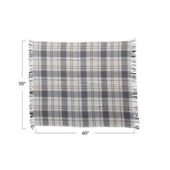 Hello Honey® Gray, Gold & White Plaid Brushed Cotton Flannel Throw With Fringe 11 Hello Honey® Gray, Gold & White Plaid Brushed Cotton Flannel Throw With Fringe -Northlight Shop D824873S 4