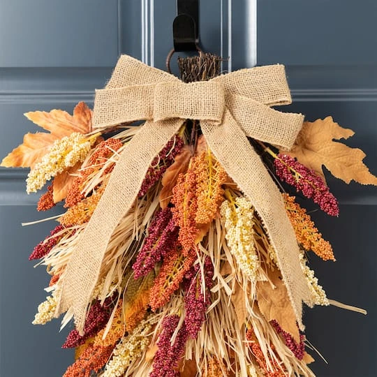 Glitzhome® 28" Fall Sorghum Swag Includes A Black Metal Wreath Hanger 7 Glitzhome® 28" Fall Sorghum Swag Includes A Black Metal Wreath Hanger - Image 5
