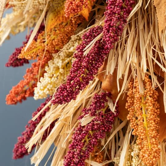 Glitzhome® 28" Fall Sorghum Swag Includes A Black Metal Wreath Hanger 8 Glitzhome® 28" Fall Sorghum Swag Includes A Black Metal Wreath Hanger - Image 6