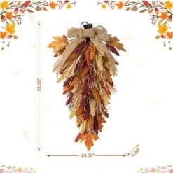 Glitzhome® 28" Fall Sorghum Swag Includes A Black Metal Wreath Hanger 19 Glitzhome® 28" Fall Sorghum Swag Includes A Black Metal Wreath Hanger -Northlight Shop D851685S 8