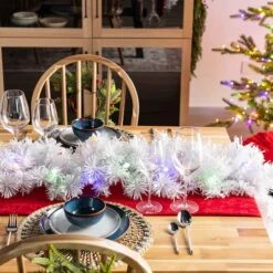 Glitzhome® 9ft Pre-Lit Snow Flocked White Pine Christmas Garland With Timer -Northlight Shop D855028S 4