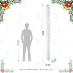 Glitzhome® 9ft Pre-Lit Snow Flocked White Pine Christmas Garland With Timer -Northlight Shop D855028S 8