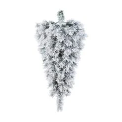 Glitzhome® 3ft Pre-Lit Snow Flocked Greenery Pine Christmas Teardrop, Multicolor LED Lights And Timer -Northlight Shop D855033S 6