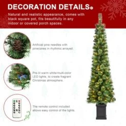 Glitzhome® 6ft Pre-Lit Green Cashmere Pine Christmas Porch Tree, Multi-color LED Lights -Northlight Shop D855076S 7